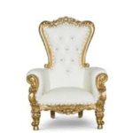 Children's Throne Chair   White w/ Gold