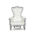 Children's Throne Chair  White w/ Silver