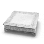 Decorative Silver Cake Stand Rental - Square 22"